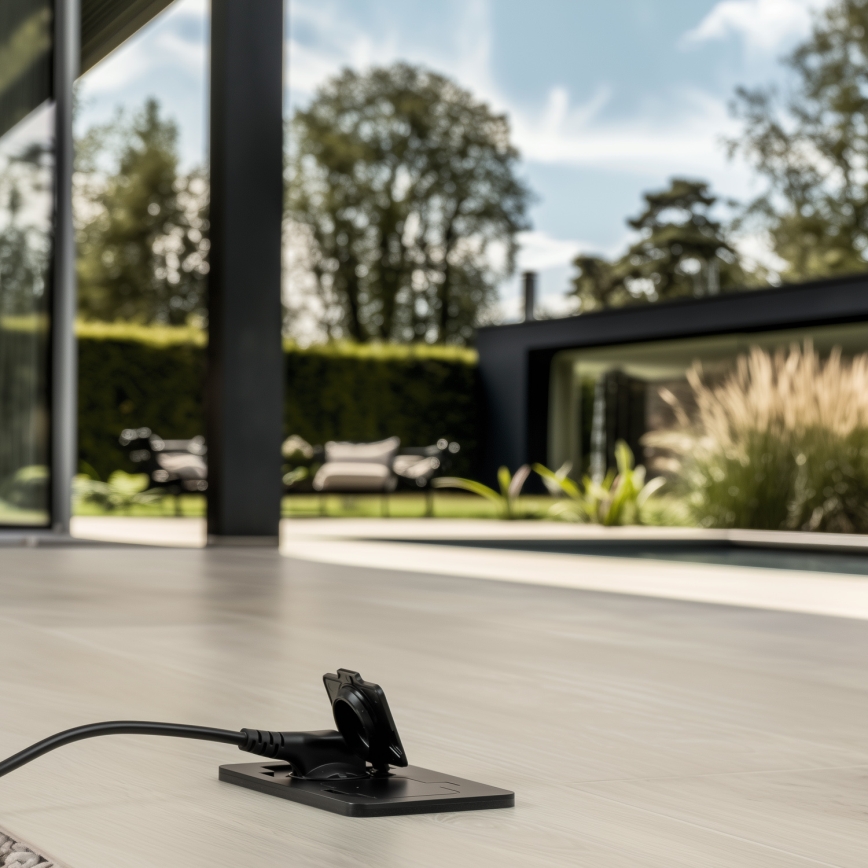 Brilagi - Base empotrada de suelo para exterior, doble, IP55, negra, rectangular