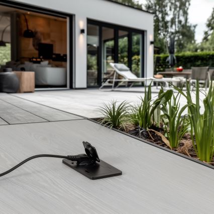 Brilagi - Base empotrada de suelo para exterior, doble, IP55, negra, rectangular