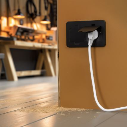 Brilagi - Base empotrada de suelo para exterior, doble, IP55, negra, rectangular