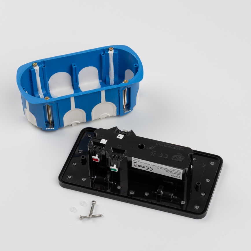 Brilagi - Base empotrada de suelo para exterior, doble, IP55, negra, rectangular