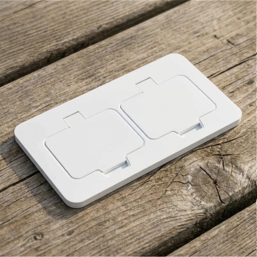 Brilagi - Base empotrada de suelo para exterior, doble toma de corriente IP55, blanca, rectangular