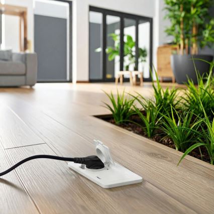 Brilagi - Base empotrada de suelo para exterior, doble toma de corriente IP55, blanca, rectangular