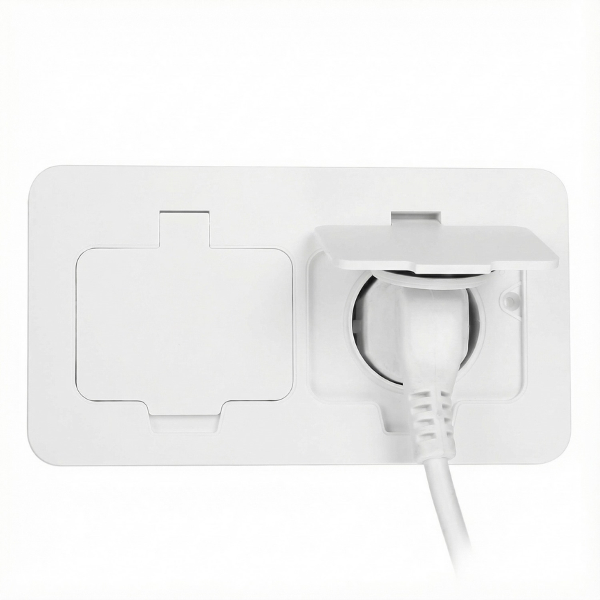 Brilagi - Base empotrada de suelo para exterior, doble toma de corriente IP55, blanca, rectangular