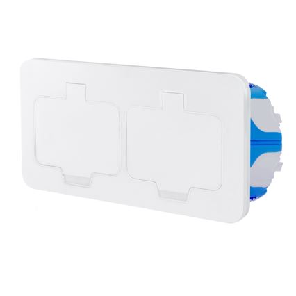 Brilagi - Base empotrada de suelo para exterior, doble toma de corriente IP55, blanca, rectangular