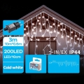 Brilagi - Cadena de luces LED para exterior 200 LEDs/8 funciones 13x0,6m IP44 blanco frío