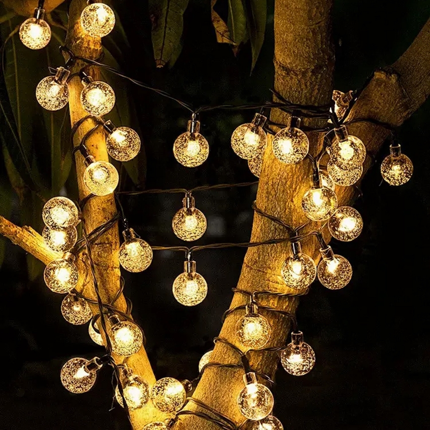 Brilagi - Guirnalda decorativa solar LED BUBBLE 300 LEDs/8 funciones, 30 m, IP65, blanco cálido, 500 mAh
