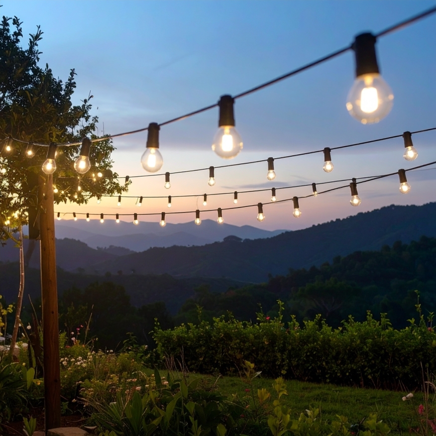 Brilagi - Guirnalda decorativa LED para exterior GIRLANDA 10xE12/0,6W/230V 8m negra IP44 blanco cálido