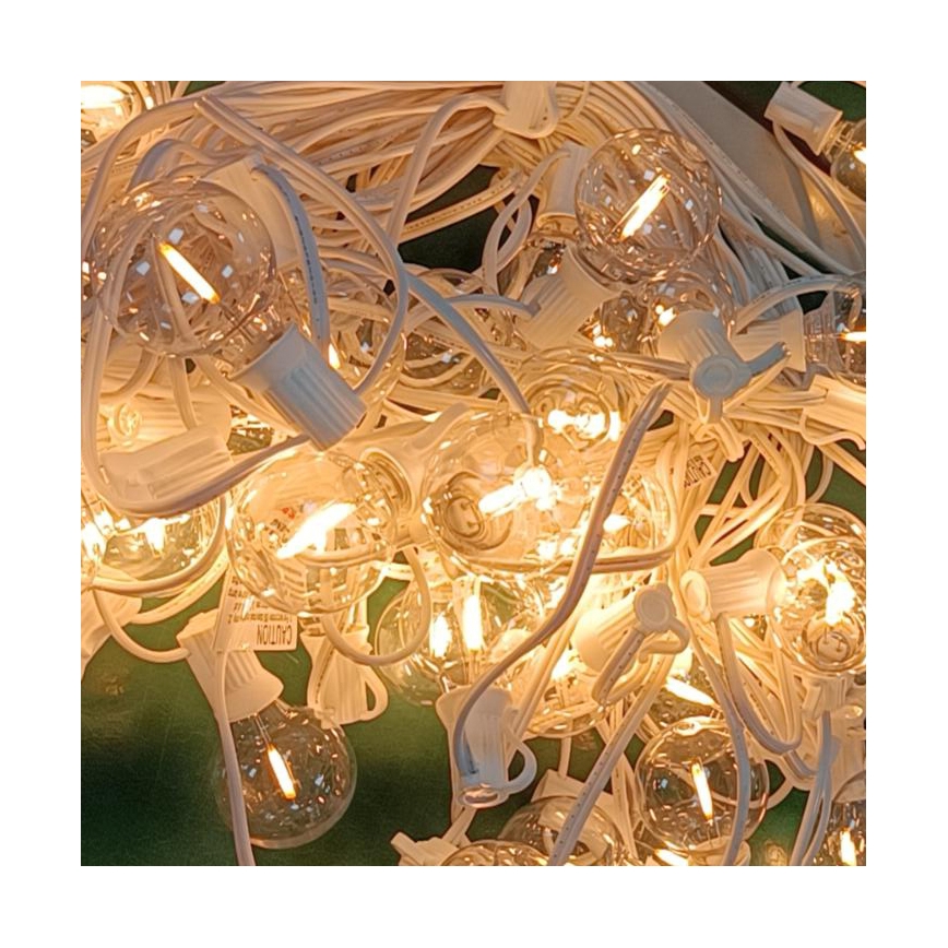 Brilagi - Cadena decorativa LED para exteriores GUIRNALDA 25xE12 20m blanco IP44 blanco cálido