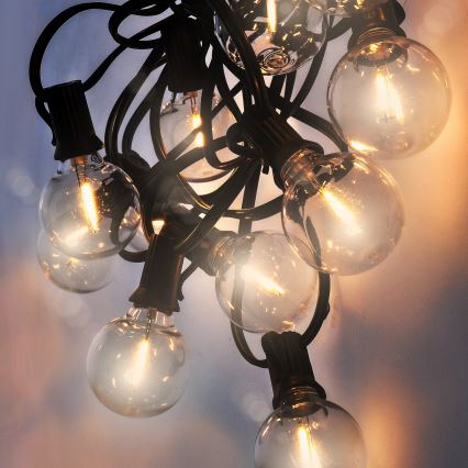 Brilagi - Cadena decorativa LED para exteriores GUIRNALDA 25xE12 20m negro IP44 blanco cálido
