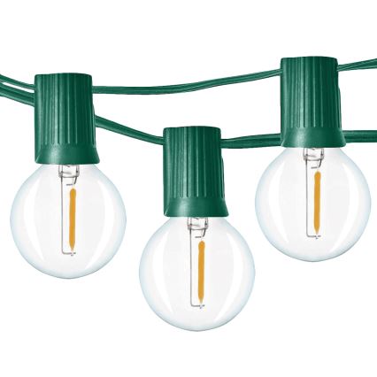 Brilagi - Cadena decorativa LED para exteriores GUIRNALDA 25xE12 20m Verde IP44 blanco cálido