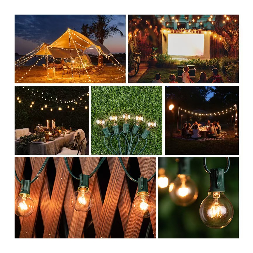 Brilagi - Cadena decorativa LED para exteriores GUIRNALDA 25xE12 20m Verde IP44 blanco cálido