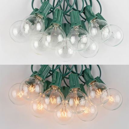 Brilagi - Cadena decorativa LED para exteriores GUIRNALDA 25xE12 20m Verde IP44 blanco cálido