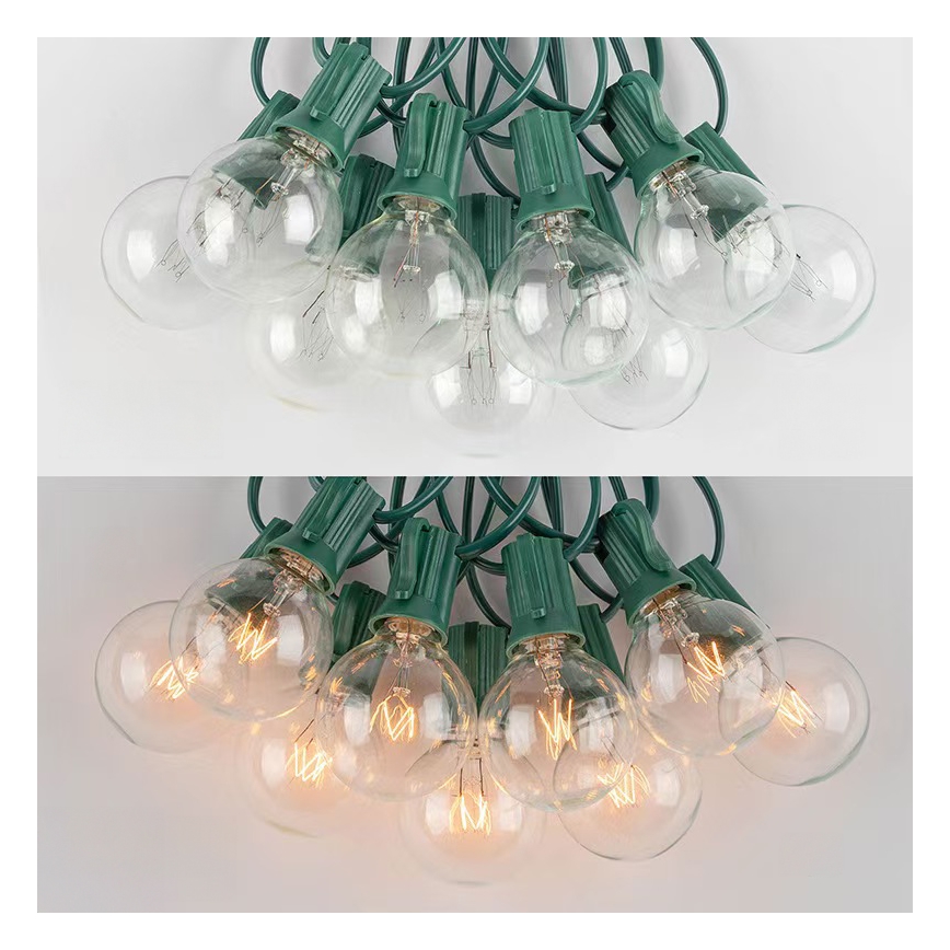 Brilagi - Cadena decorativa LED para exteriores GUIRNALDA 25xE12 20m Verde IP44 blanco cálido