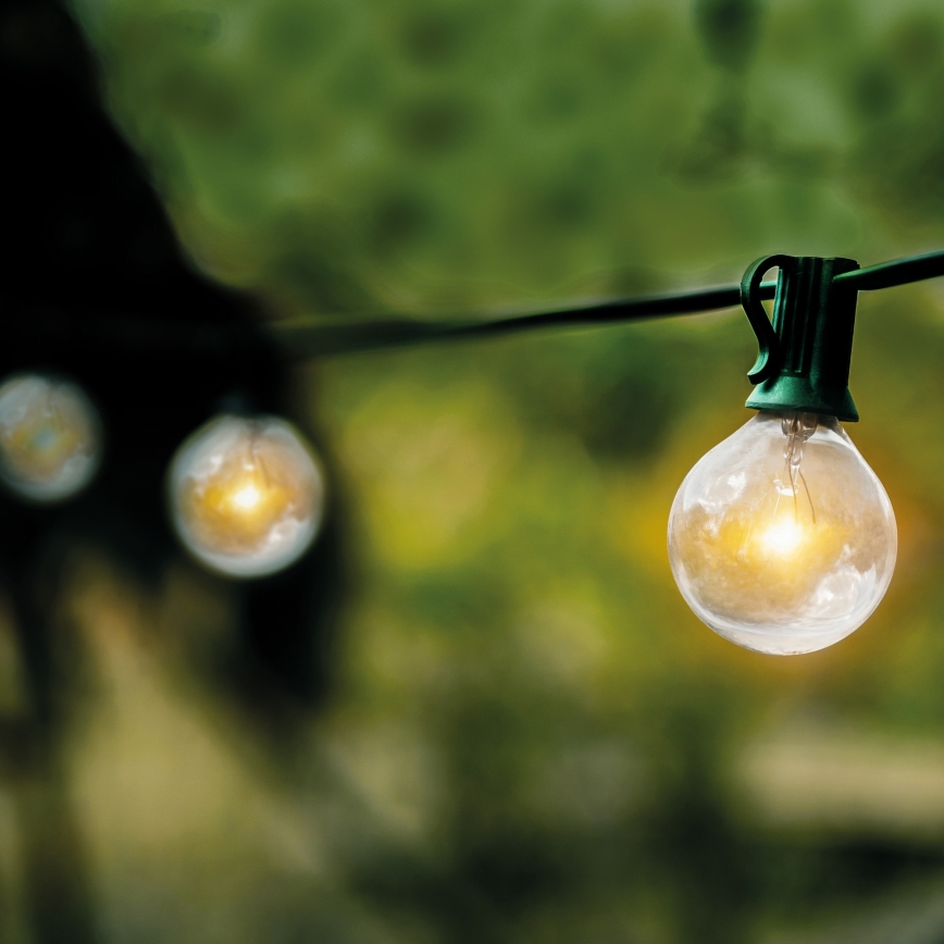 Brilagi - Cadena decorativa LED para exteriores GUIRNALDA 25xE12 20m Verde IP44 blanco cálido