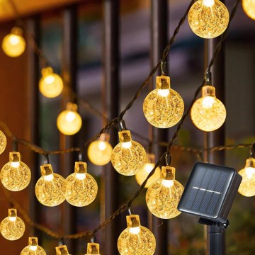 Brilagi - Cadena decorativa solar LED BUBBLE 50 LED/8 funciones 7 m IP65 blanco cálido 600 mAh