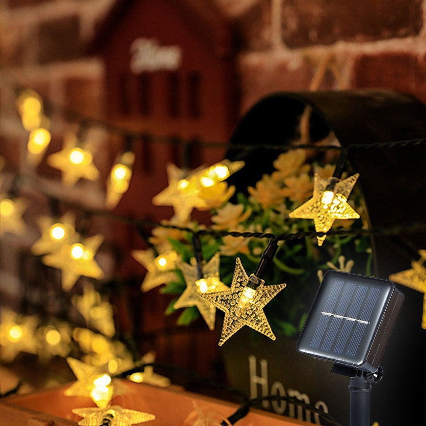 Brilagi - Cadena decorativa solar LED STARS 50xLED/8 funciones 7m IP65 blanco cálido 600 mAh
