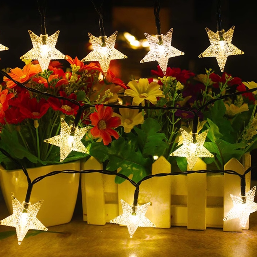 Brilagi - Cadena decorativa solar LED STARS 50xLED/8 funciones 7m IP65 blanco cálido 600 mAh