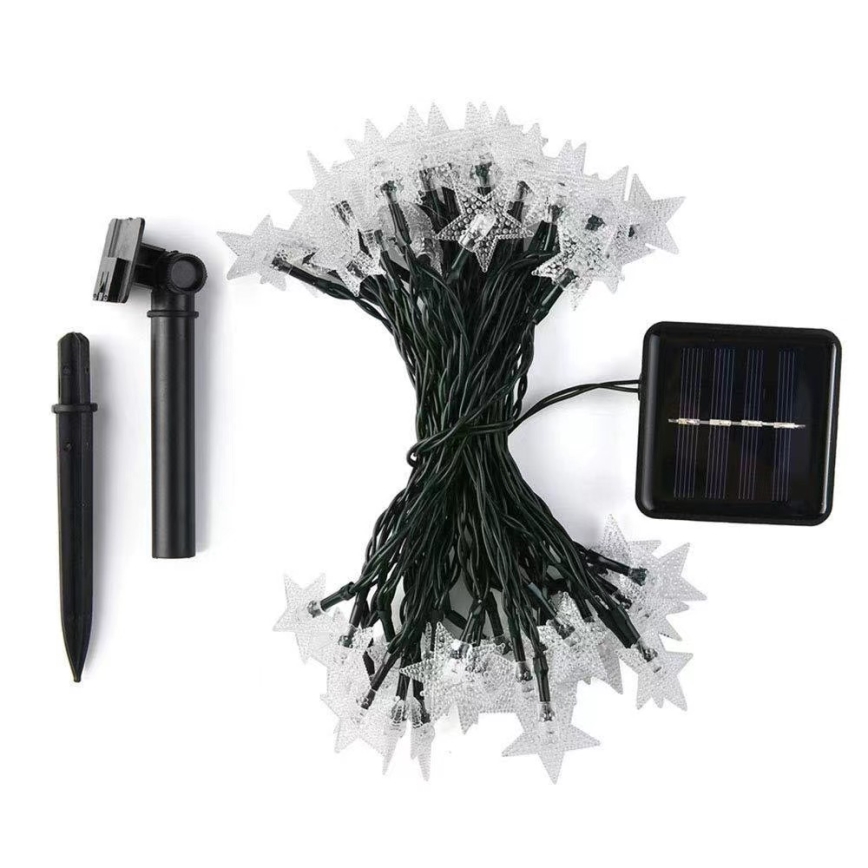 Brilagi - Cadena decorativa solar LED STARS 50xLED/8 funciones 7m IP65 blanco cálido 600 mAh
