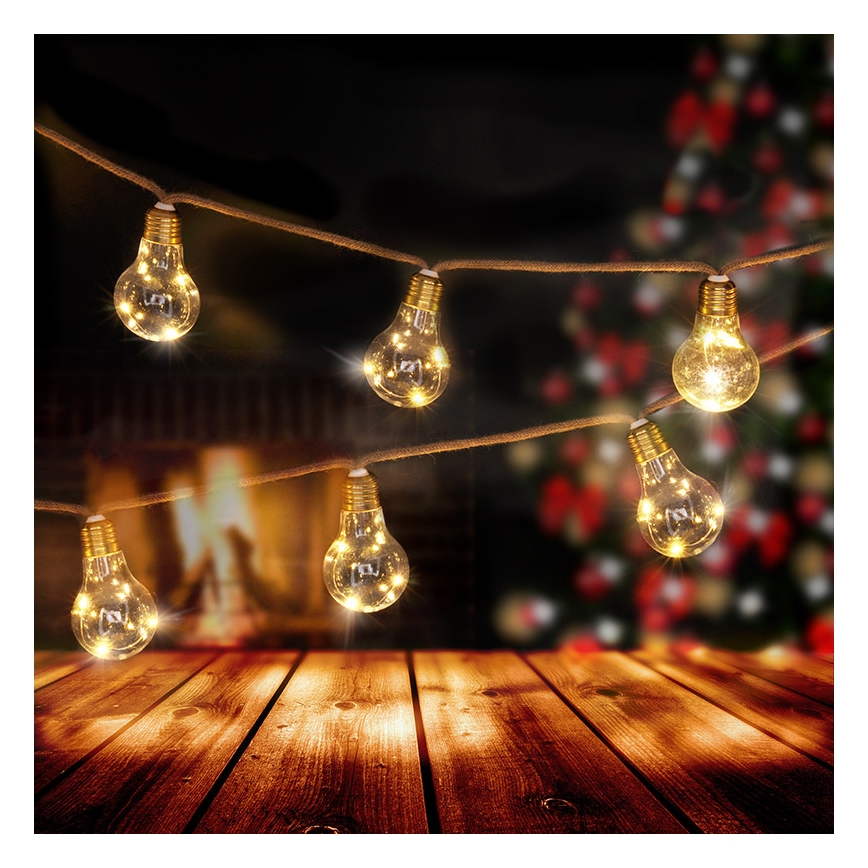 Brilagi - Cadena decorativa LED 10xLED/3xAA 1,8m blanco cálido