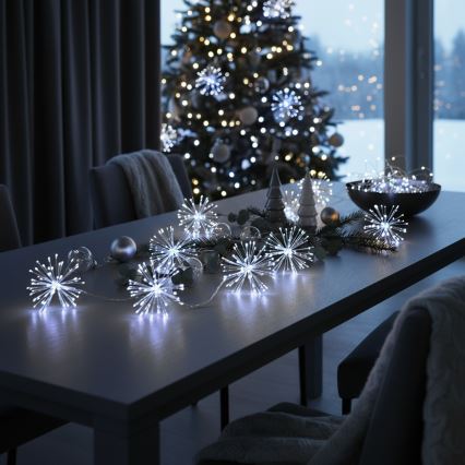 Brilagi - Cadena LED para exterior 150 LEDs 5 m IP44 blanco frío efecto de fuegos artificiales