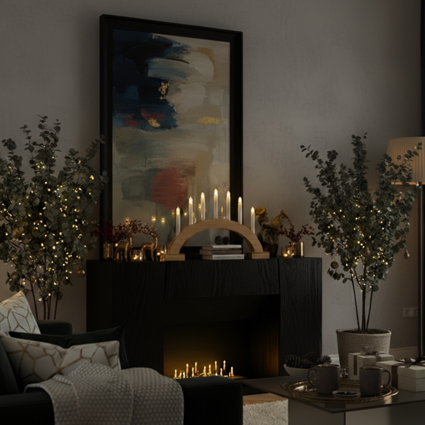 Brilagi - Candelabro navideño LED 7xLED/2xAA 28x45 cm