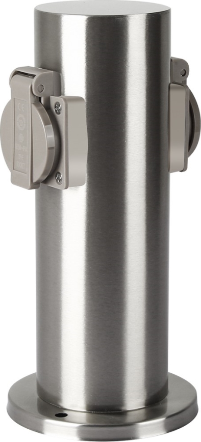 Brilagi - Columna de enchufe para exterior PILLAR 2Z SCHUKO 230V IP44 cromo mate