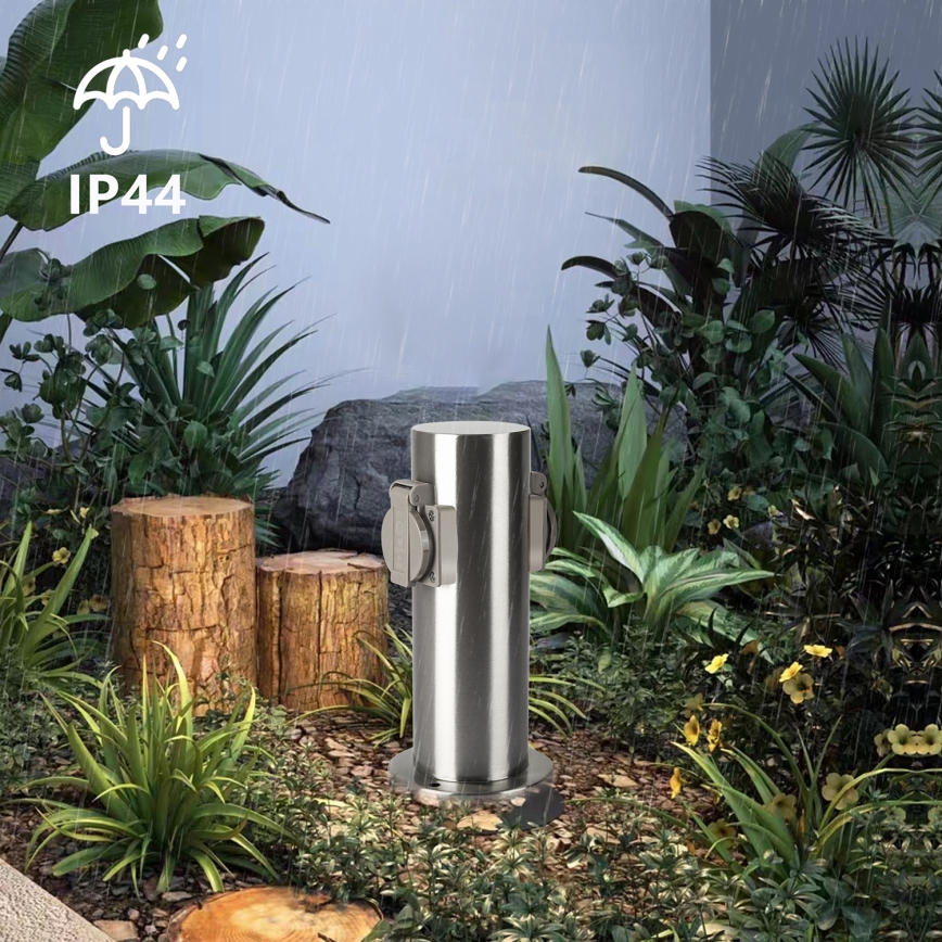 Brilagi - Columna de enchufe para exterior PILLAR 2Z SCHUKO 230V IP44 cromo mate