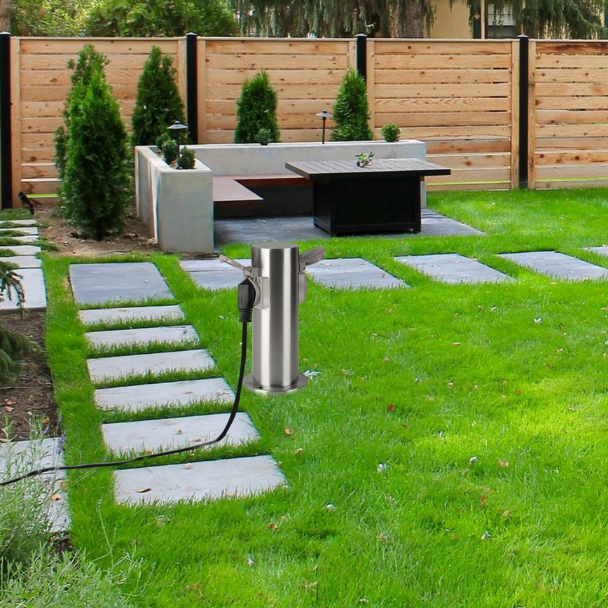 Brilagi - Columna de enchufe para exterior PILLAR 2Z SCHUKO 230V IP44 cromo mate