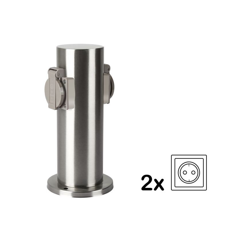Brilagi - Columna de enchufe para exterior PILLAR 2Z SCHUKO 230V IP44 cromo mate