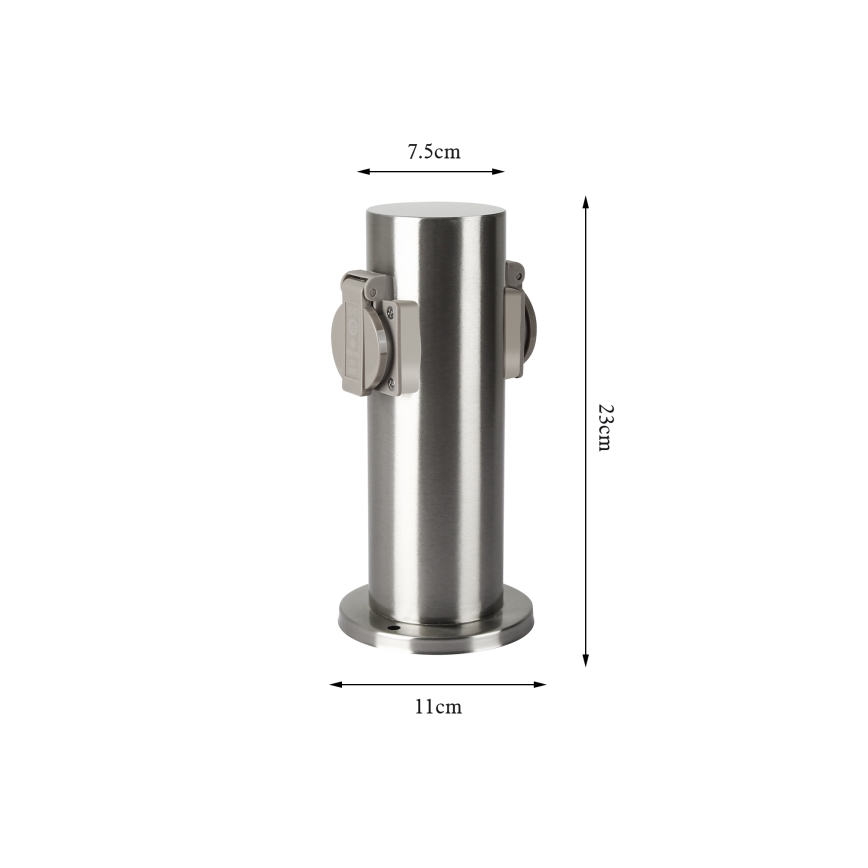Brilagi - Columna de enchufe para exterior PILLAR 2Z SCHUKO 230V IP44 cromo mate