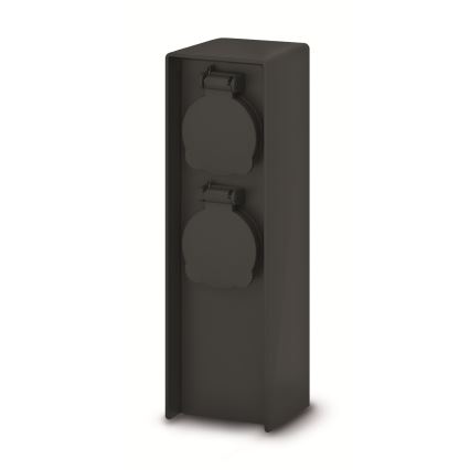 Brilagi - Columna de enchufes exterior 2 tomas 230 V IP44 SCHUKO negro