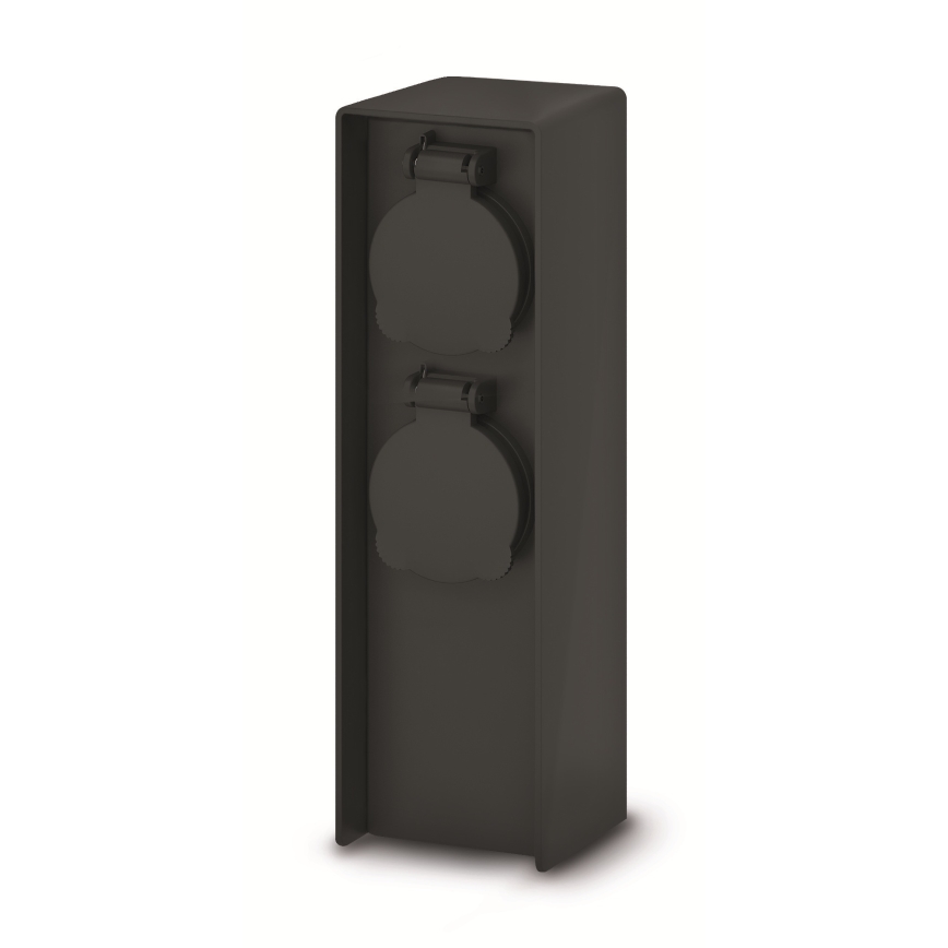 Brilagi - Columna de enchufes exterior 2 tomas 230 V IP44 SCHUKO negro