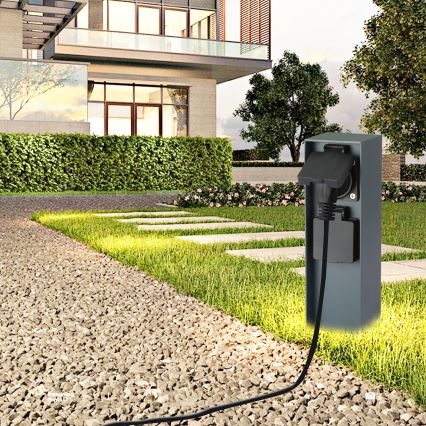 Brilagi - Columna de enchufes para exterior PILLAR 2Z SCHUKO 230V IP44 antracita
