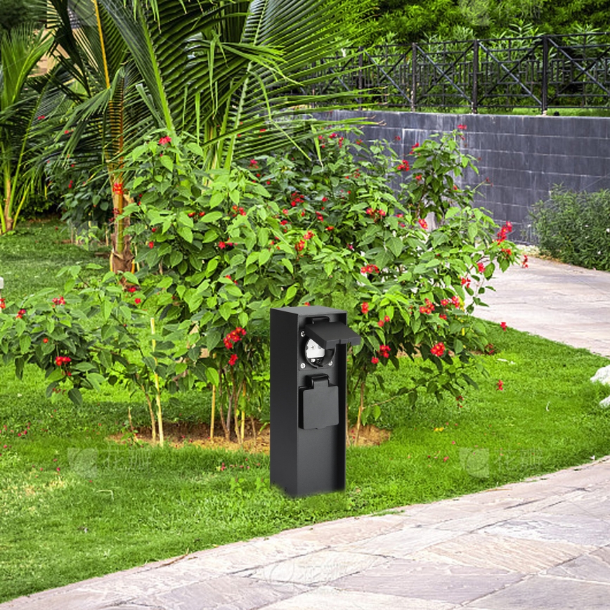 Brilagi - Columna de enchufes para exterior PILLAR 2Z SCHUKO 230V IP44 negro