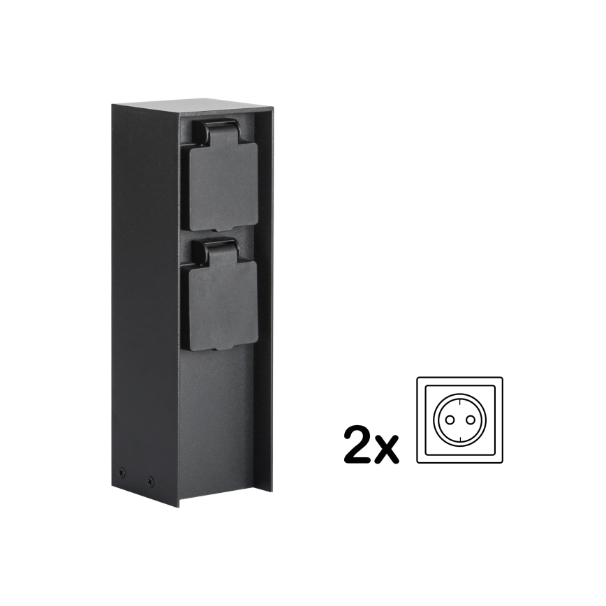 Brilagi - Columna de enchufes para exterior PILLAR 2Z SCHUKO 230V IP44 negro