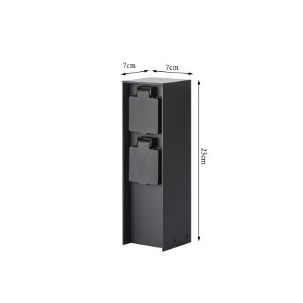 Brilagi - Columna de enchufes para exterior PILLAR 2Z SCHUKO 230V IP44 negro