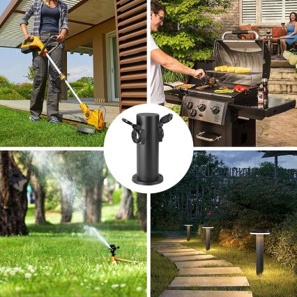 Brilagi - Columna de enchufes para exterior PILLAR 2Z SCHUKO 230V IP44 negro