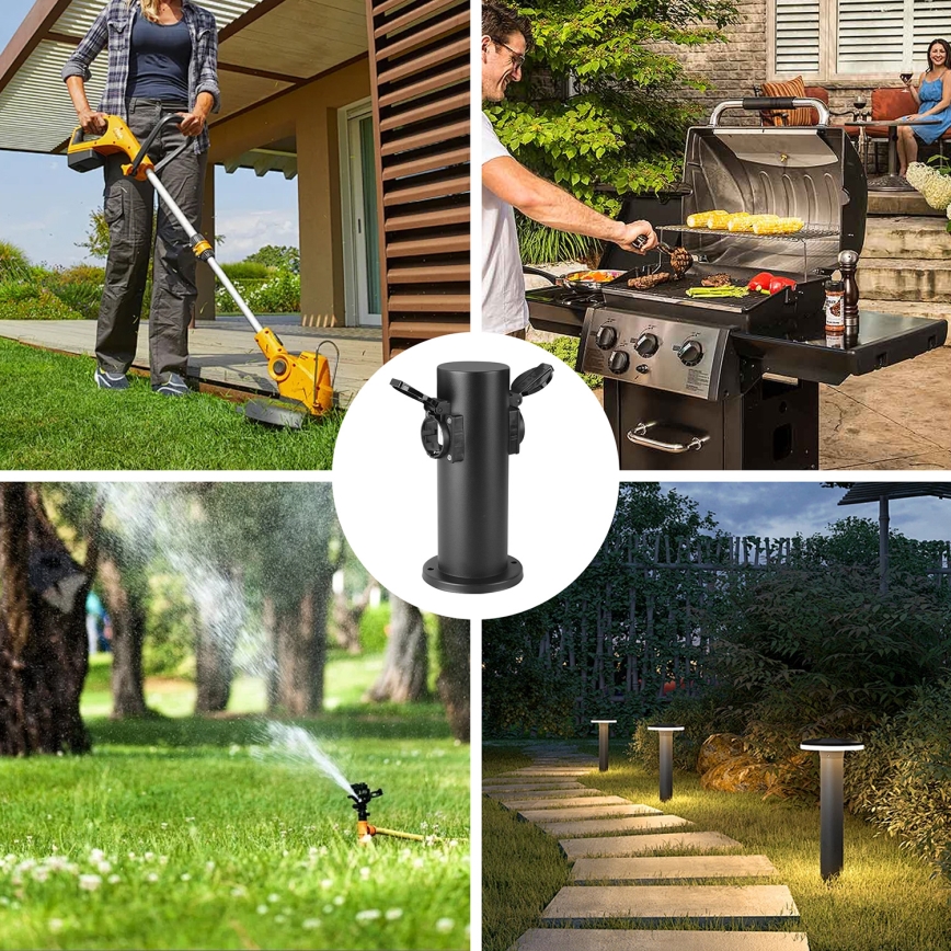 Brilagi - Columna de enchufes para exterior PILLAR 2Z SCHUKO 230V IP44 negro