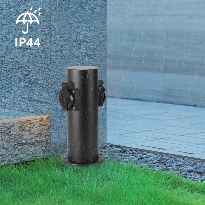 Brilagi - Columna de enchufes para exterior PILLAR 2Z SCHUKO 230V IP44 negro