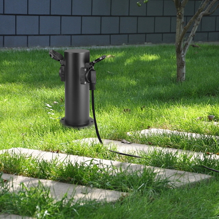 Brilagi - Columna de enchufes para exterior PILLAR 2Z SCHUKO 230V IP44 negro