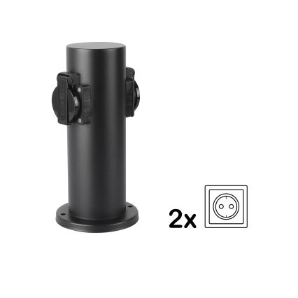Brilagi - Columna de enchufes para exterior PILLAR 2Z SCHUKO 230V IP44 negro