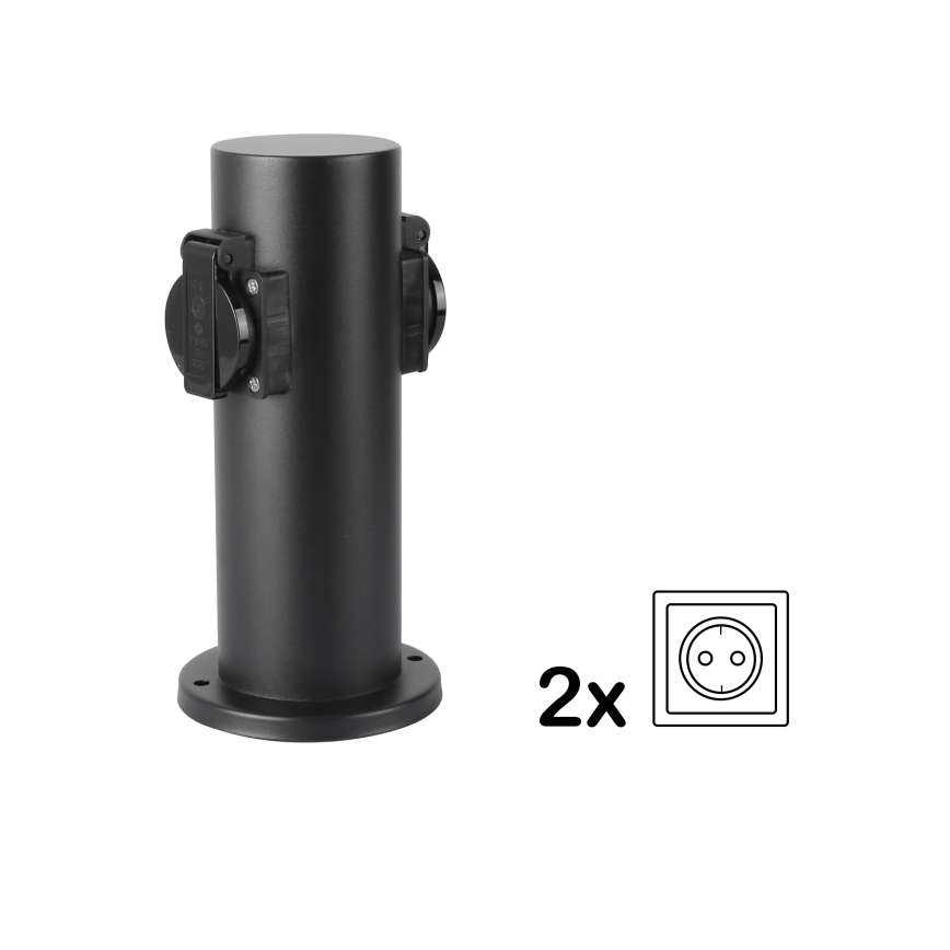 Brilagi - Columna de enchufes para exterior PILLAR 2Z SCHUKO 230V IP44 negro