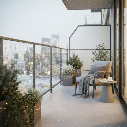 Brilagi - Cortina de luces navideñas LED para exterior, 160 LEDs, 7x2 m, IP44, blanco cálido