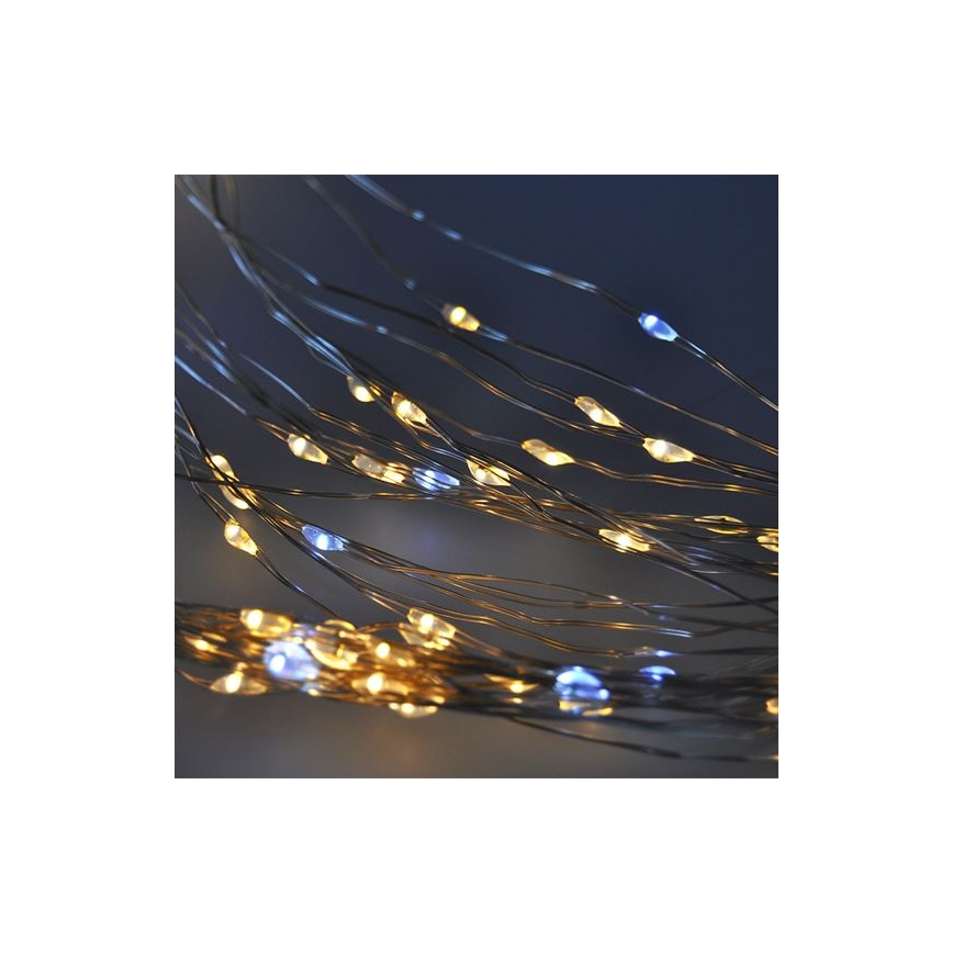 Brilagi - Cortina LED de Navidad 300 LEDs/8 funciones/3 pilas AA/USB 1,2 m blanco cálido