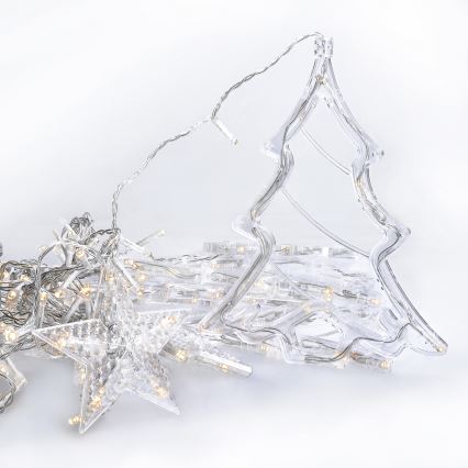 Brilagi - Cortina LED de Navidad para exteriores 138xLED/3xAA 5m IP44 blanco cálido