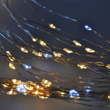 Brilagi - Cortina de luces LED navideñas 300xLED/8 funciones/3xAA/USB 1,2m blanco cálido