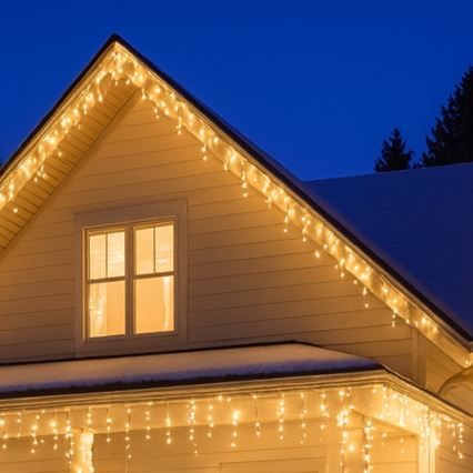 Brilagi - Cortina LED navideña para exterior 360 LEDs/8 funciones, 14 m, IP44, blanco cálido, efecto carámbano