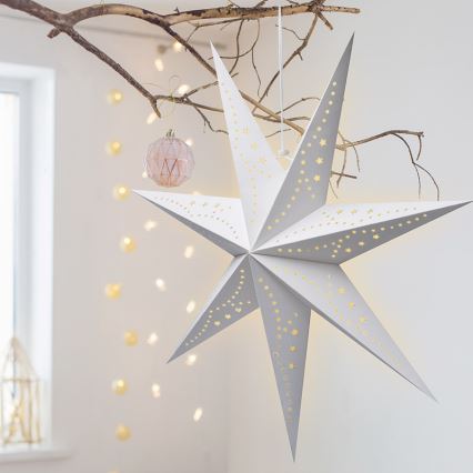 Brilagi - Decoración navideña LED/2xAA estrella de 60 cm, blanco cálido