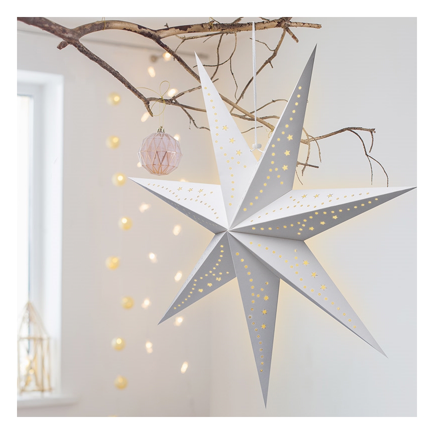 Brilagi - Decoración navideña LED/2xAA estrella de 60 cm, blanco cálido