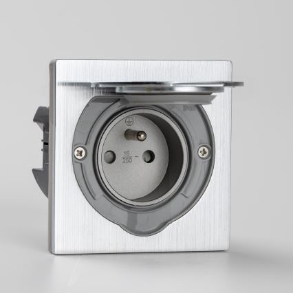 Brilagi - Enchufe de suelo empotrable de exterior IP55 cromo mate cuadrado